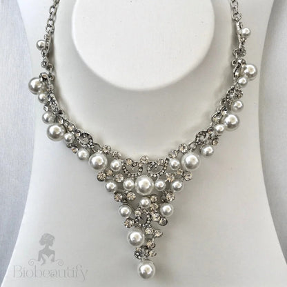 Naomi Pearl And Crystal Bridal Jewelry Set Tiara