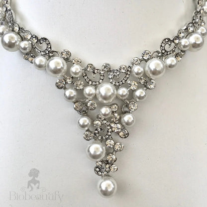 Naomi Pearl Crystal Bridal Jewelry Set