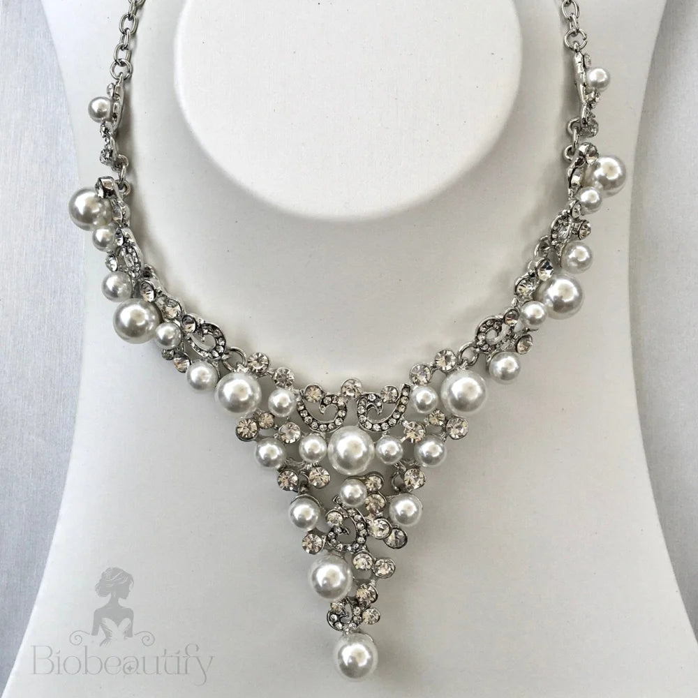 Naomi Pearl Crystal Bridal Jewelry Set