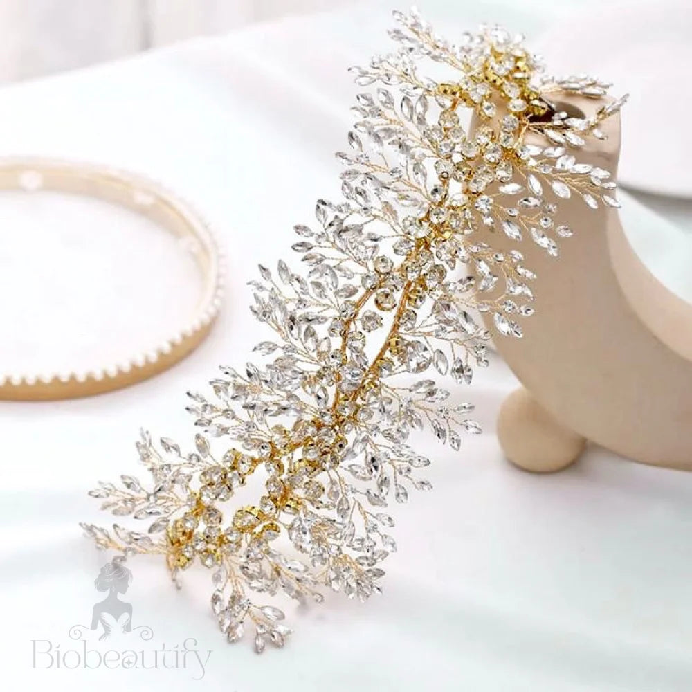 Natalie Crystal Bridal Hair Accessory Silver Yellow Gold