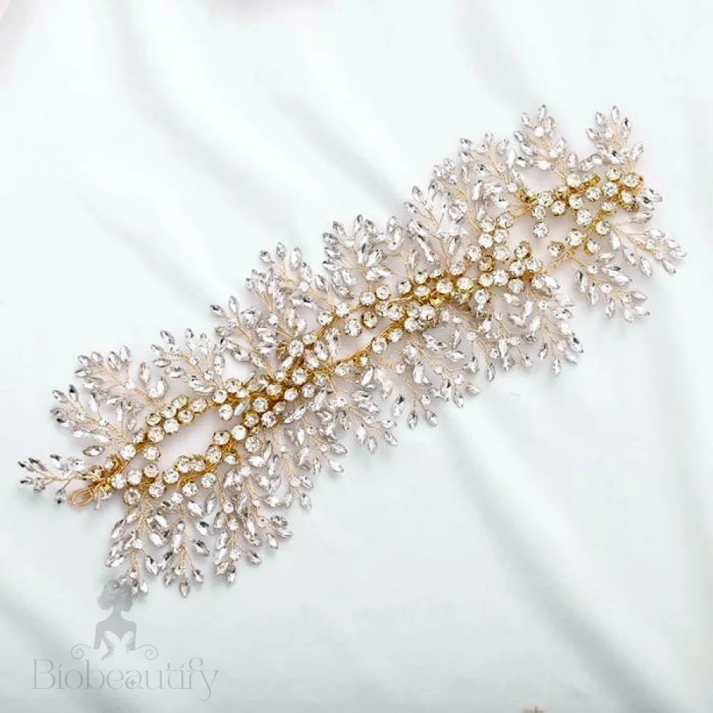 Natalie Crystal Bridal Hair Accessory Silver Yellow Gold