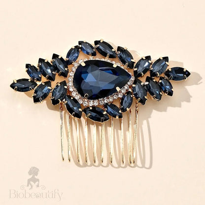 Navy Blue Crystal Bridal Hair Comb By Bluebell