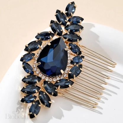 Navy Blue Crystal Bridal Hair Comb By Bluebell