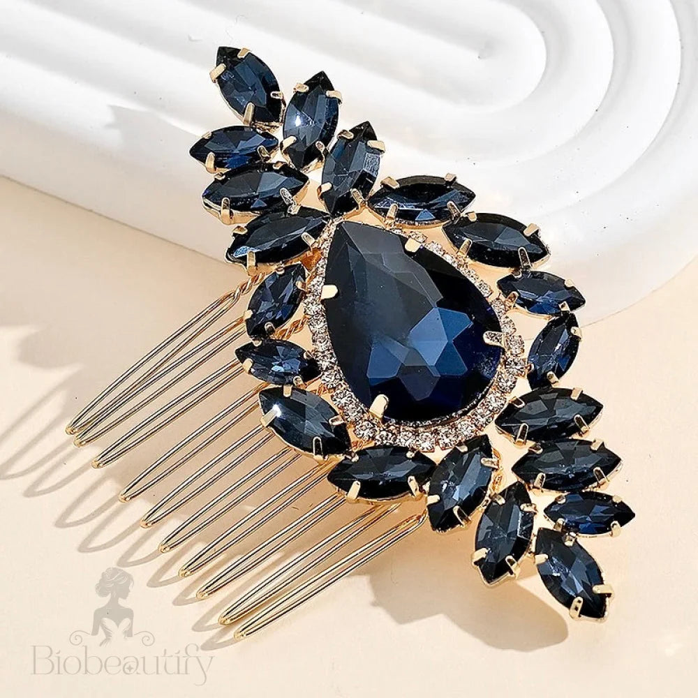 Navy Blue Crystal Bridal Hair Comb By Bluebell