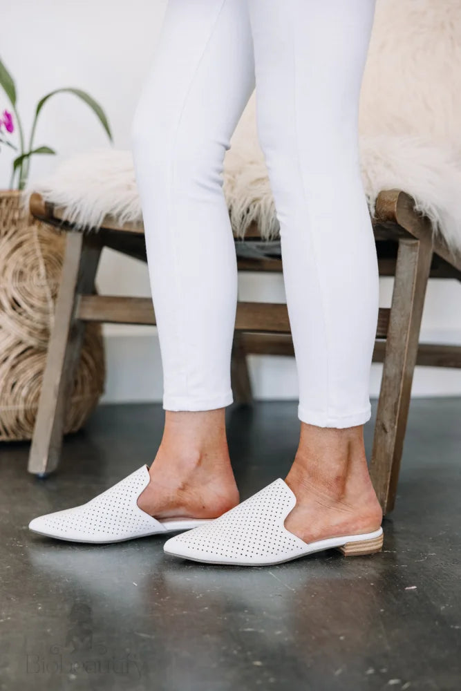 Need You More White Perforated Mules 6 /