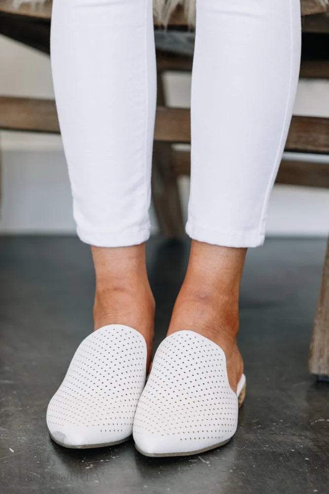 Need You More White Perforated Mules 6.5 /