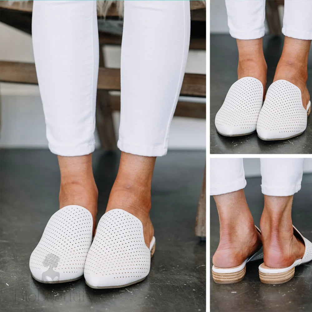 Need You More White Perforated Mules 7.5 /