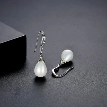 Nevaeh Pearl And Cz Bridal Earrings