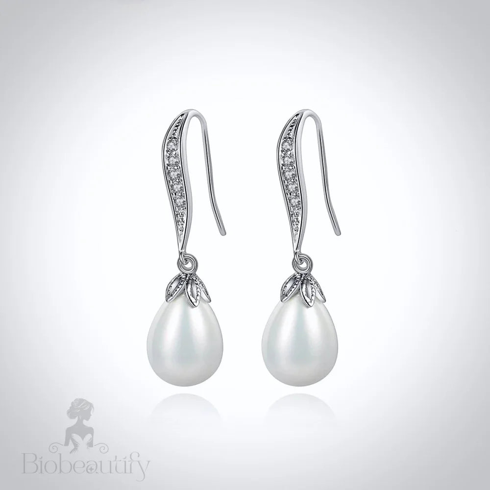 Nevaeh Pearl And Cz Bridal Earrings