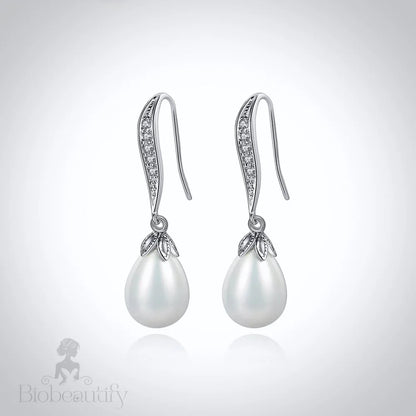 Nevaeh Pearl And Cz Bridal Earrings