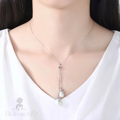 Nevaeh Pearl Double Drop Lariat Necklace