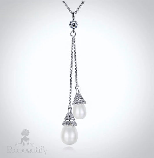 Nevaeh Pearl Double Drop Lariat Necklace