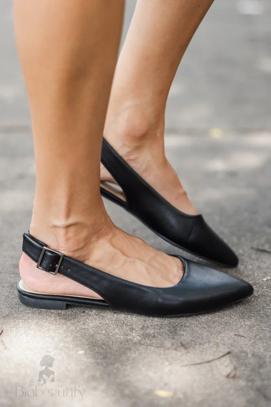 News To Me Black Slingback Flats - Stylish And Comfortable 6 /