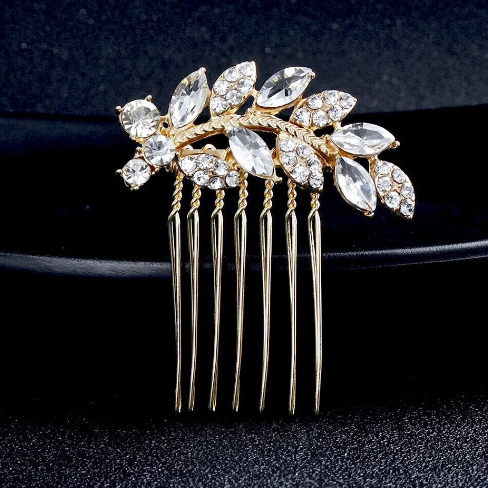 Nia Crystal Hair Comb For Brides - Gold And Silver Options