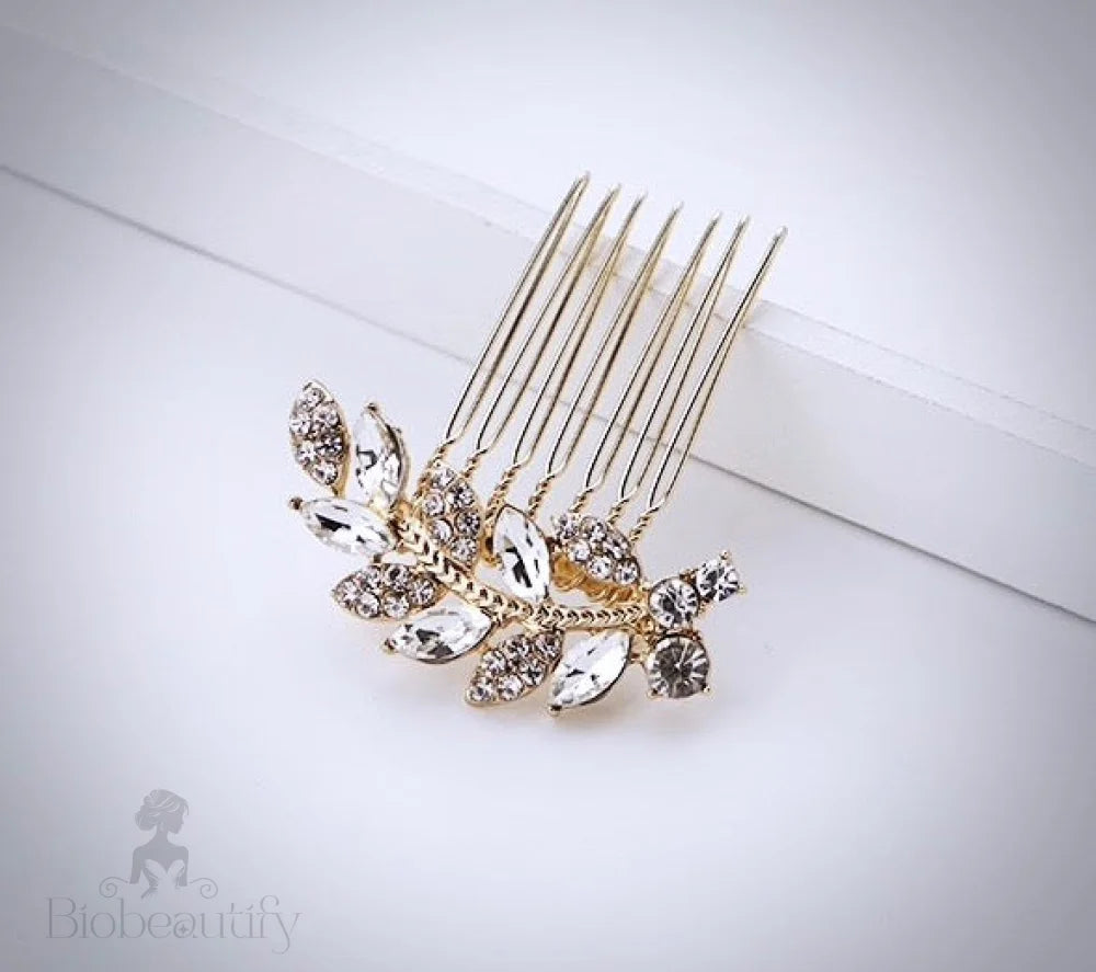 Nia Crystal Hair Comb For Brides - Gold And Silver Options