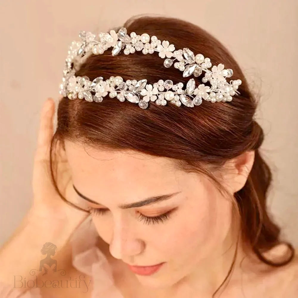 Nikko Pearl Crystal Bridal Double Headband