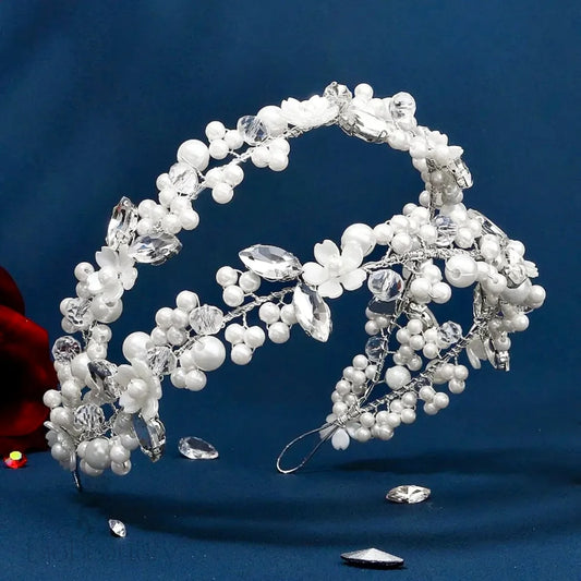 Nikko Pearl Crystal Bridal Double Headband