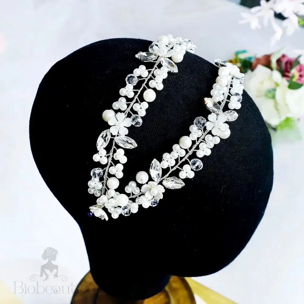 Nikko Pearl Crystal Bridal Double Headband