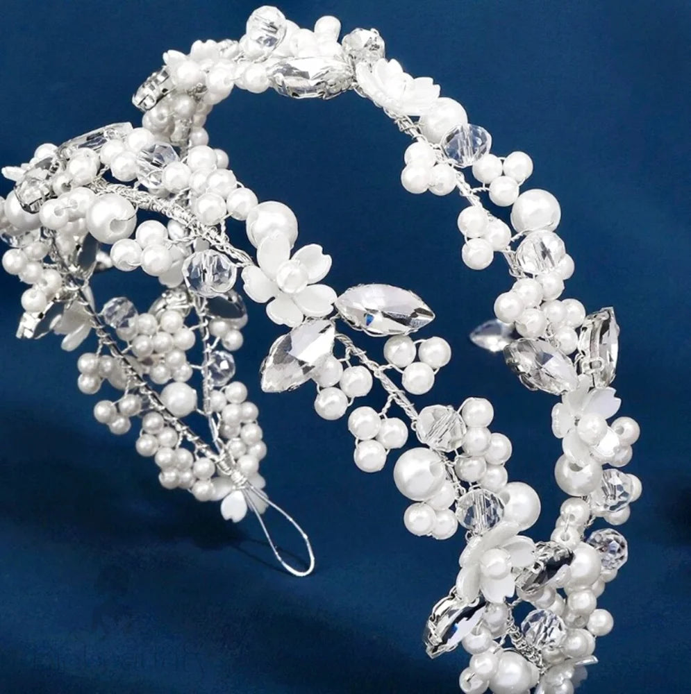 Nikko Pearl Crystal Bridal Double Headband