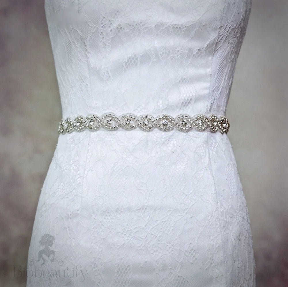 Nora Silver Crystal Bridal Sash