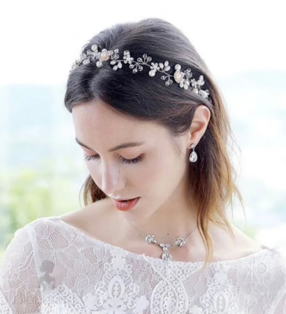 Noreen Gold Pearl Crystal Bridal Headband