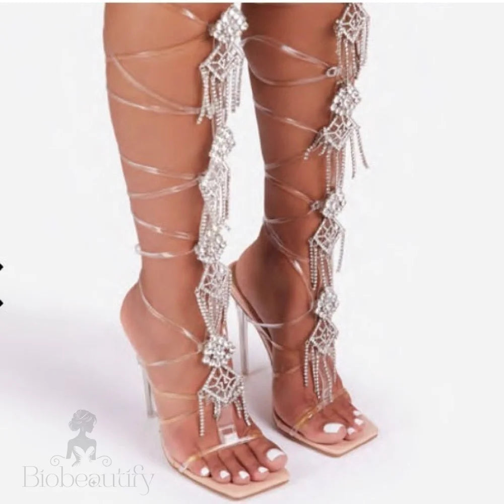 Nude Diamond Gladiator Heels 7 /