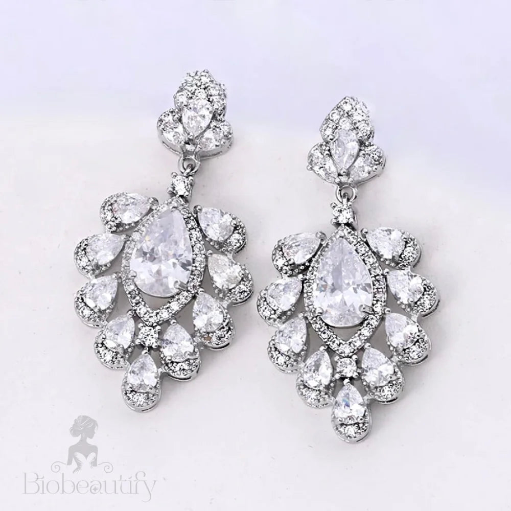 Octavia Silver Bridal Earrings With Cubic Zirconia