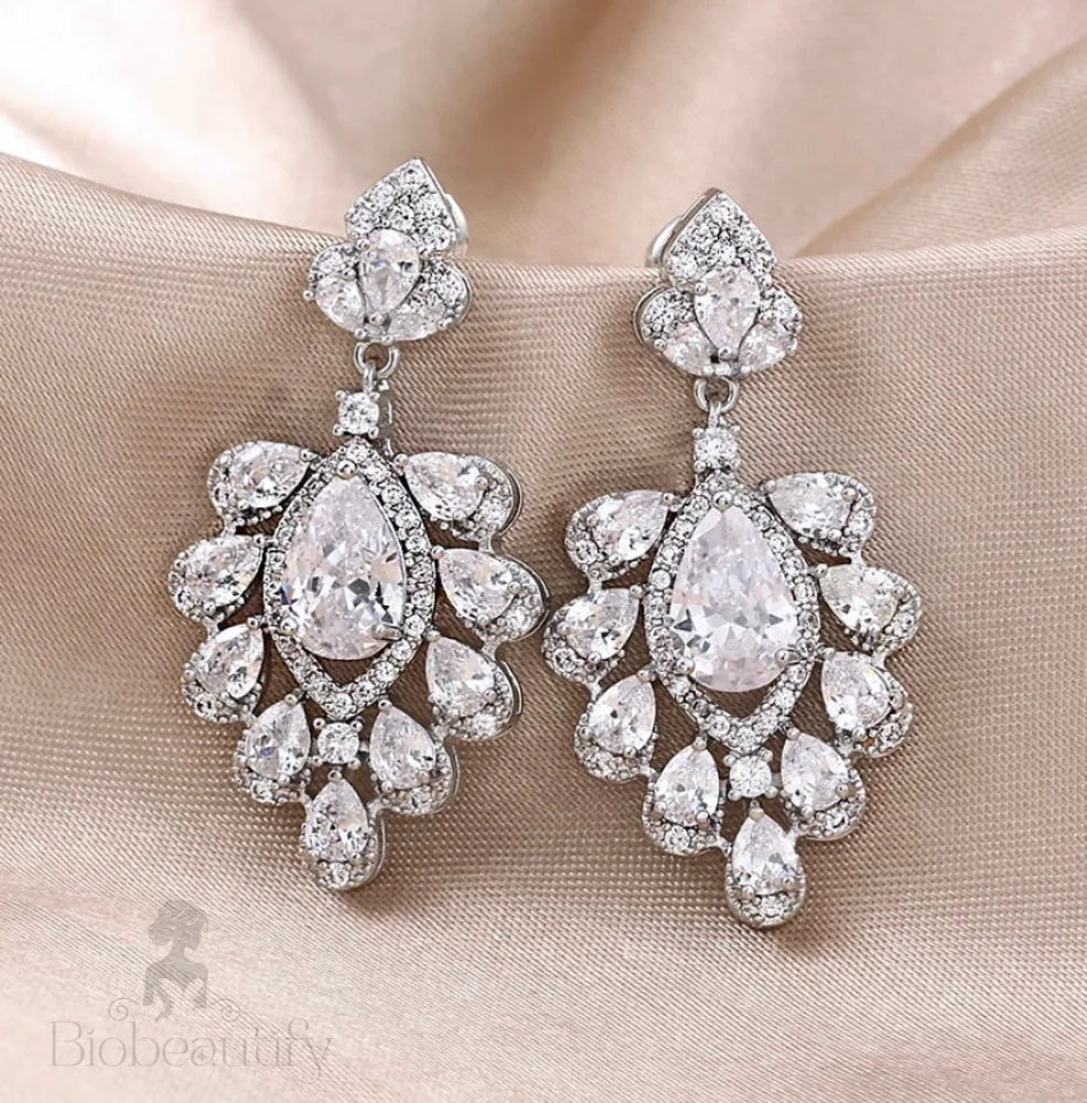 Octavia Silver Bridal Earrings With Cubic Zirconia