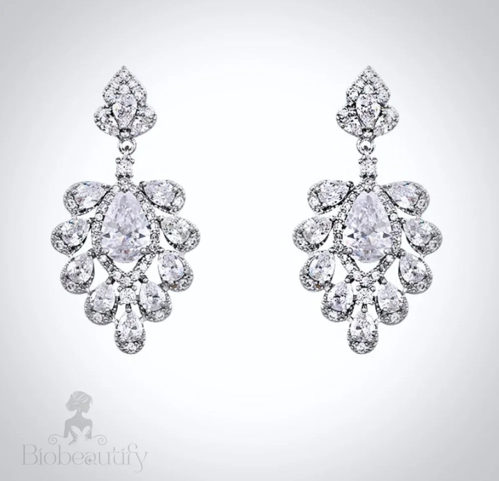 Octavia Silver Bridal Earrings With Cubic Zirconia