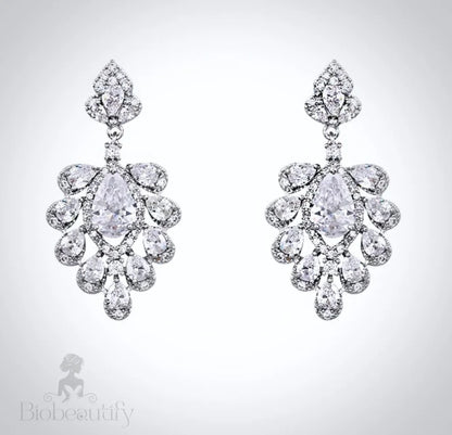 Octavia Silver Bridal Earrings With Cubic Zirconia