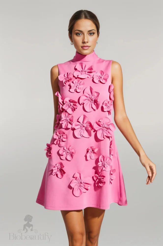 Odele Mini Dress With Flower Appliques S / Pink