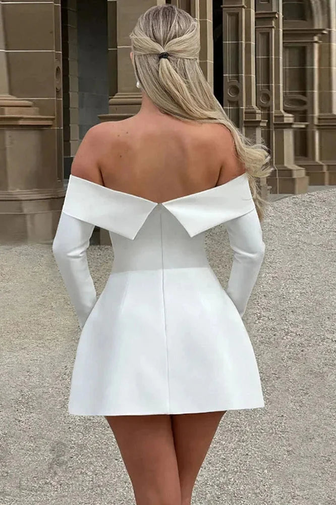 Off-Shoulder A-Line Mini Dress