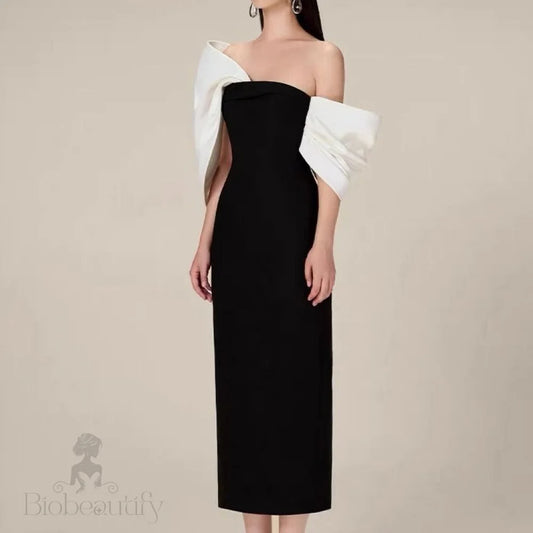 Elegant Off-Shoulder Bow-Back Evening Dress - Chiccharm