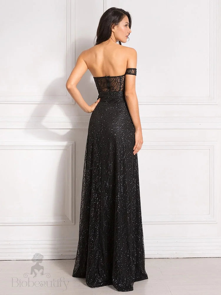 Off Shoulder Gown With Side Split