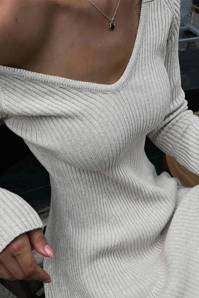 Off-Shoulder Long Sleeve A-Line Mini Dress