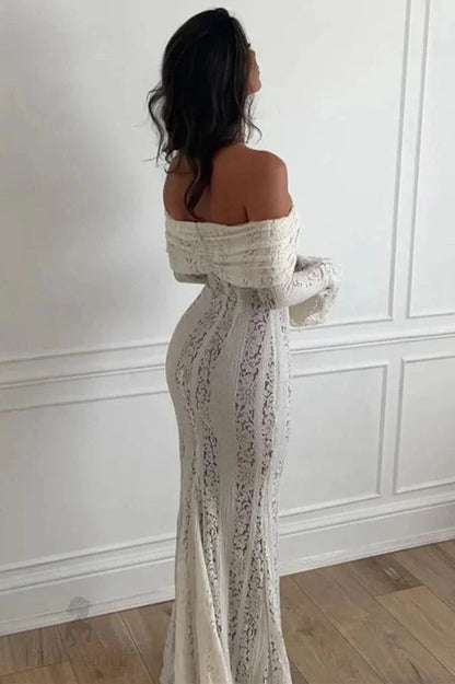 Off-Shoulder Long Sleeve Bodycon Mini Dress