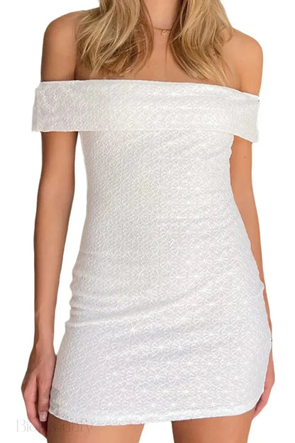 Off-Shoulder Mini Dress White / S