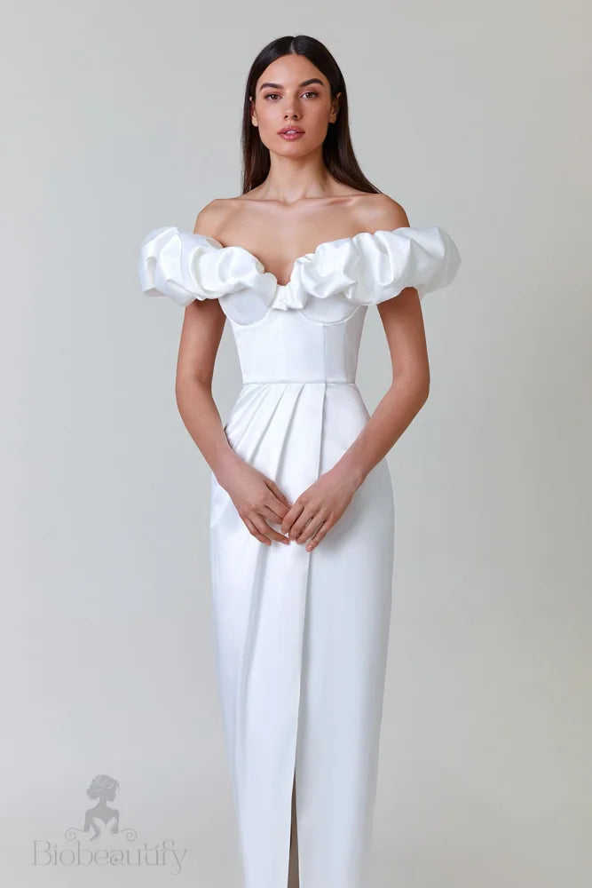 Sleek Off-Shoulder Ruffle Gown - Chiccharm