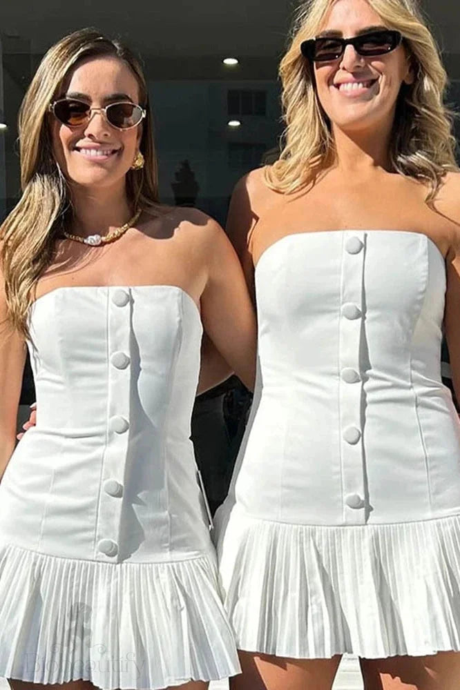 Off-Shoulder Strapless High Waist Sleeveless Mini Dress