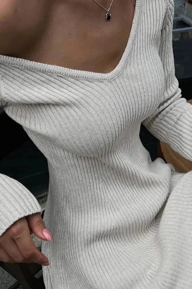 Off Shoulder V Neck Mini Dress