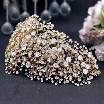 Oksana Crystal Bridal Headdress Gold Silver Available