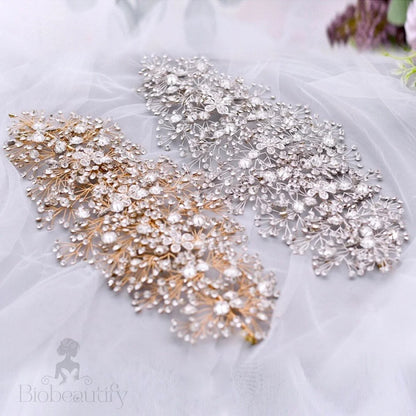 Oksana Crystal Bridal Headdress Gold Silver Available