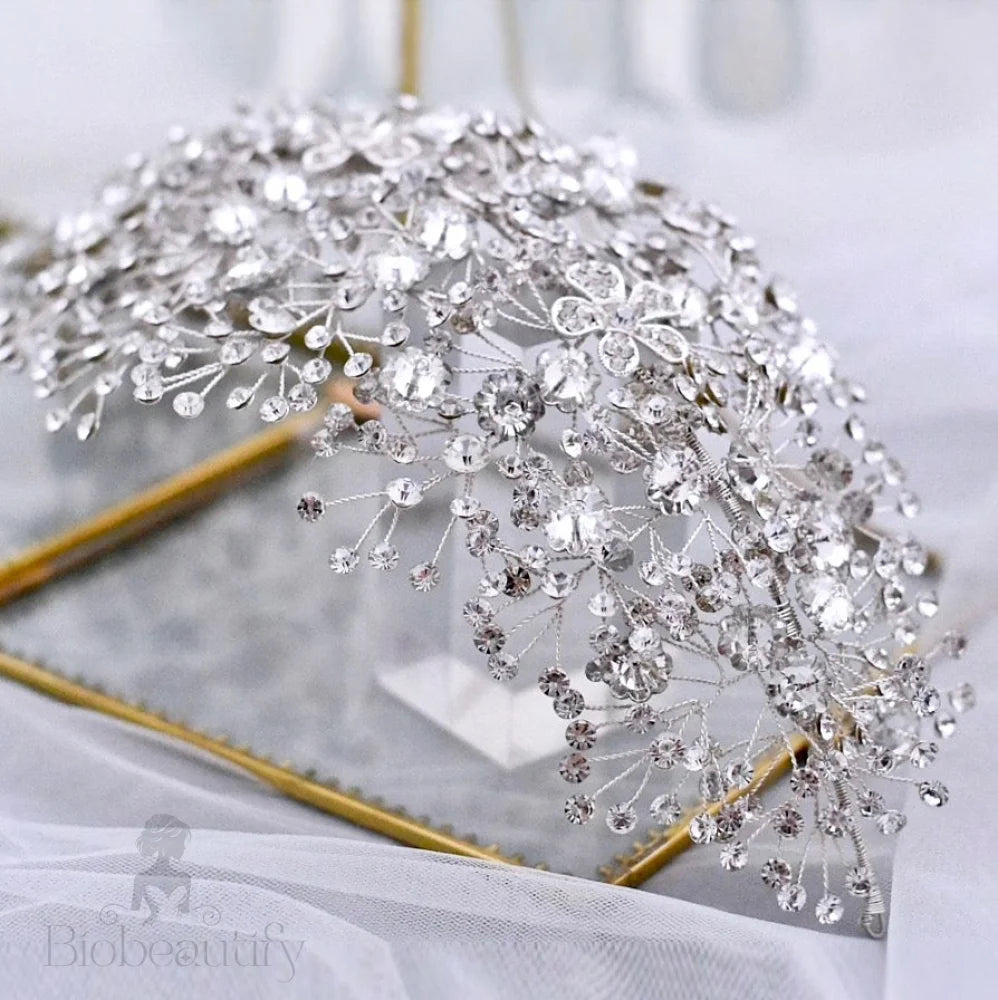 Oksana Crystal Bridal Headdress Gold Silver Available