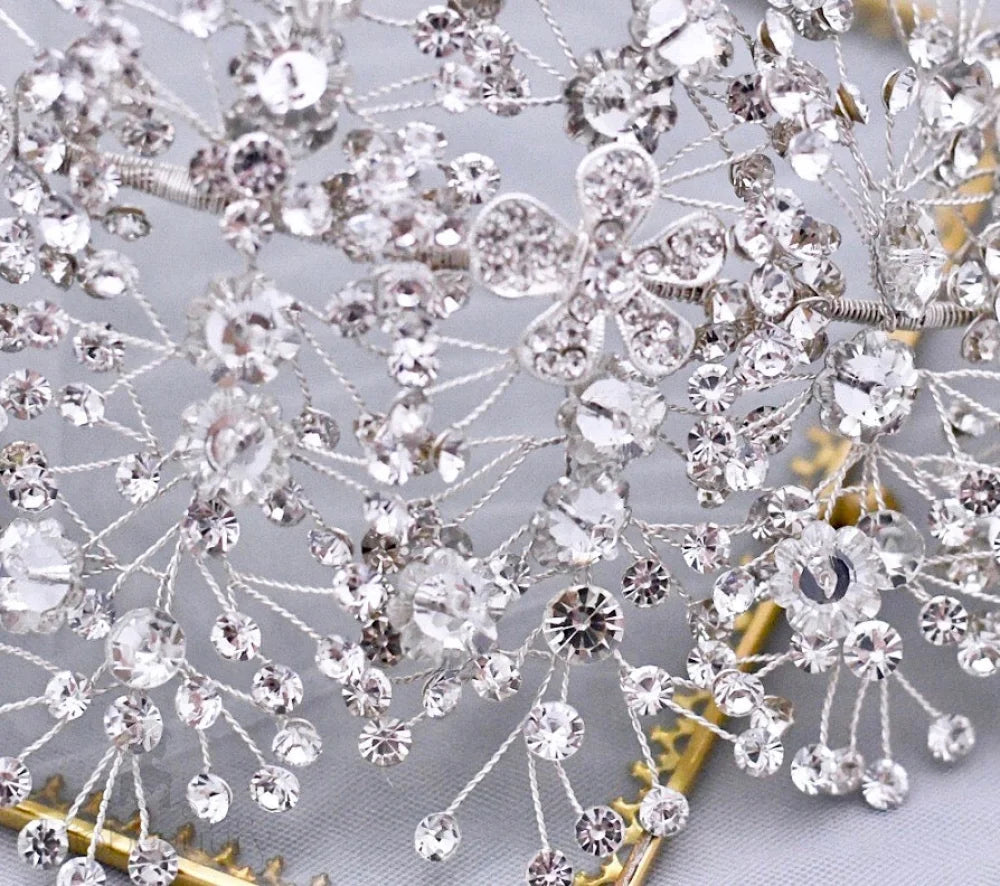 Oksana Crystal Bridal Headdress Gold Silver Available