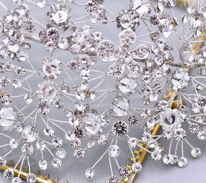 Oksana Crystal Bridal Headdress Gold Silver Available