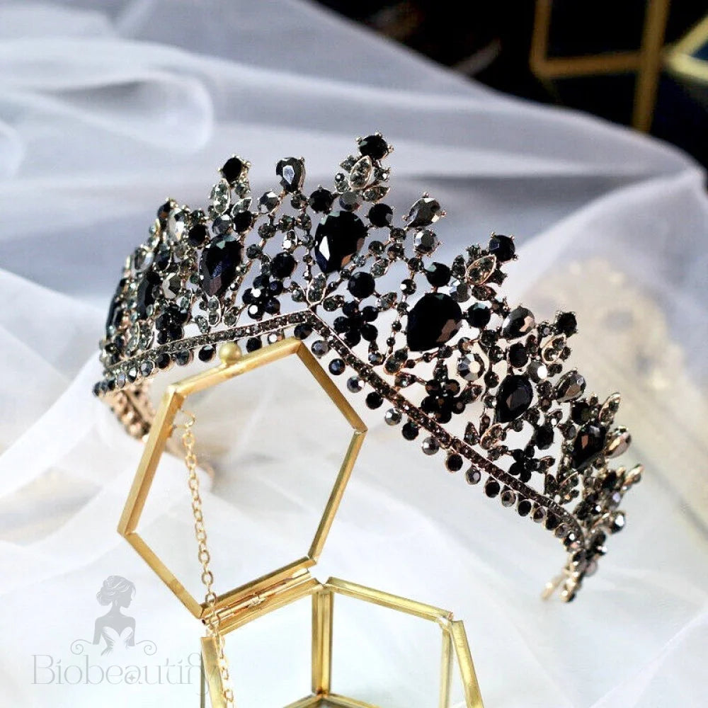 Olenna Victorian Gothic Bridal Tiara In Black