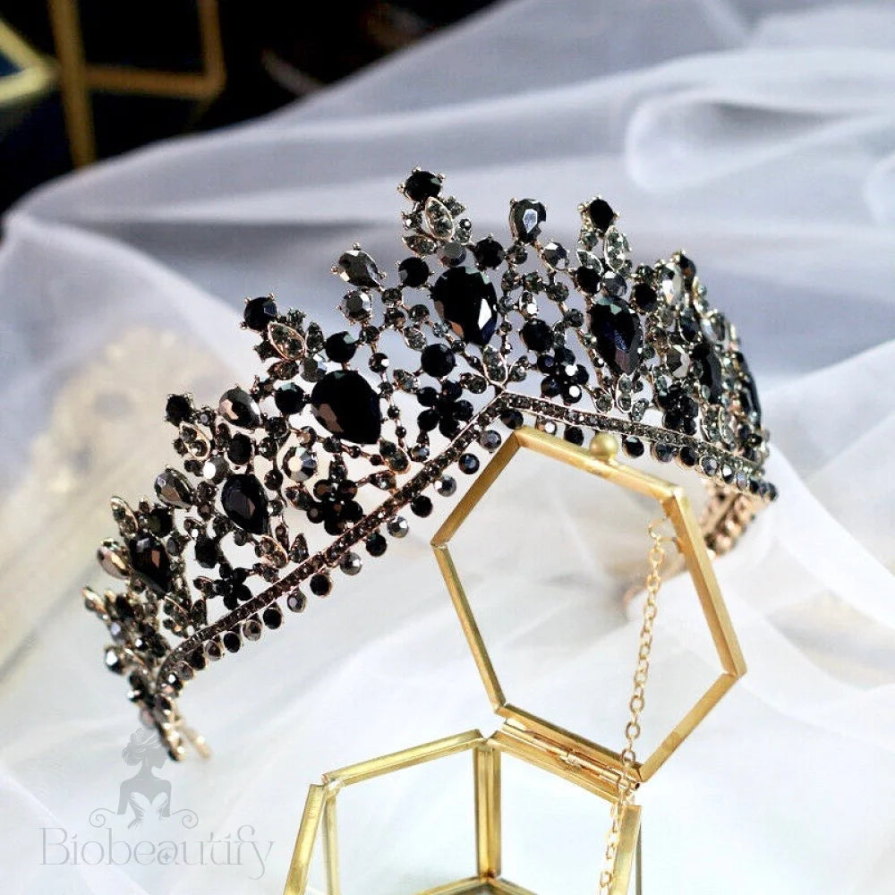 Olenna Victorian Gothic Bridal Tiara In Black