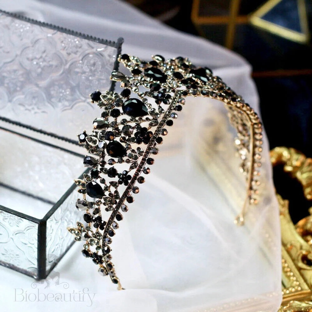 Olenna Victorian Gothic Bridal Tiara In Black