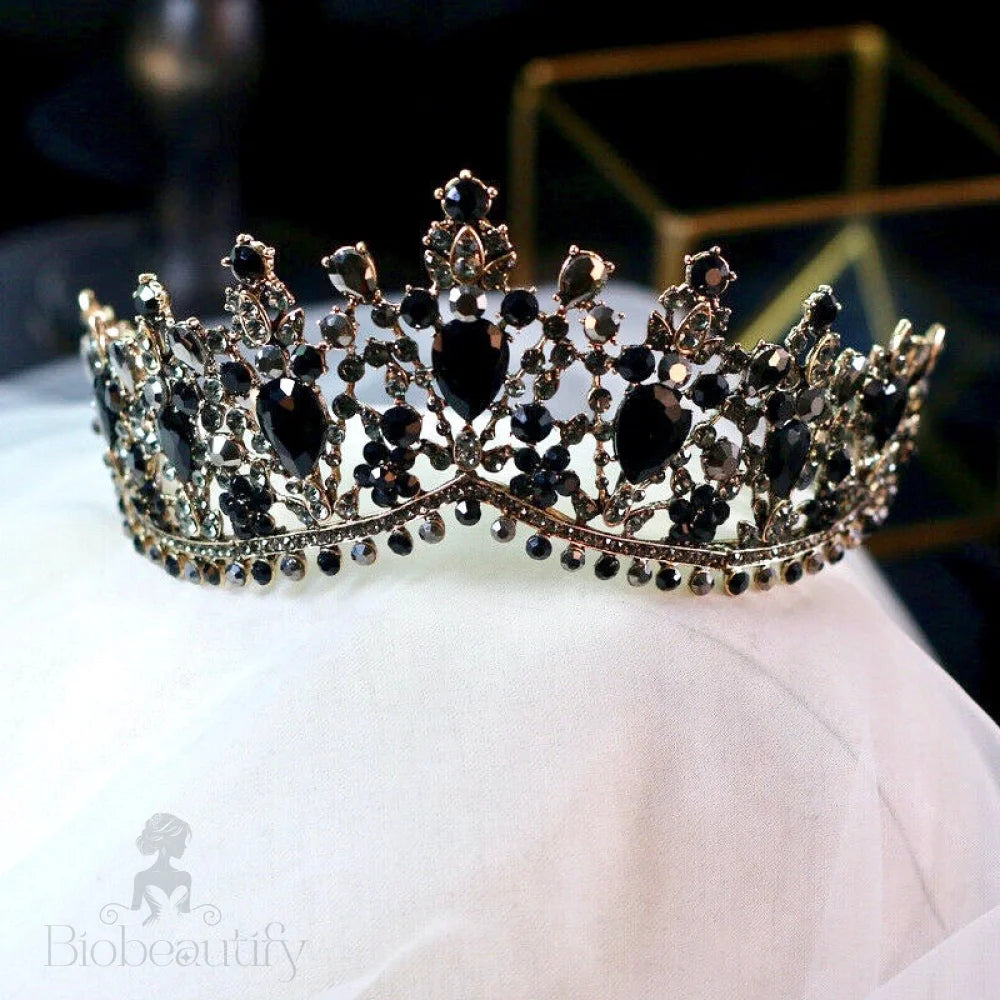 Olenna Victorian Gothic Bridal Tiara In Black