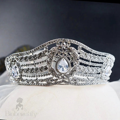 Olga Silver Rhinestone Wedding Tiara